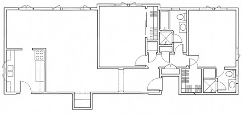 Floor plan for 2 beds, 2 baths, 1150 sqft